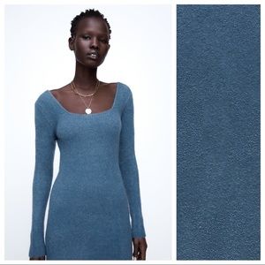 🌹NWT. Zara Blue Knit Mini Dress. Size M.